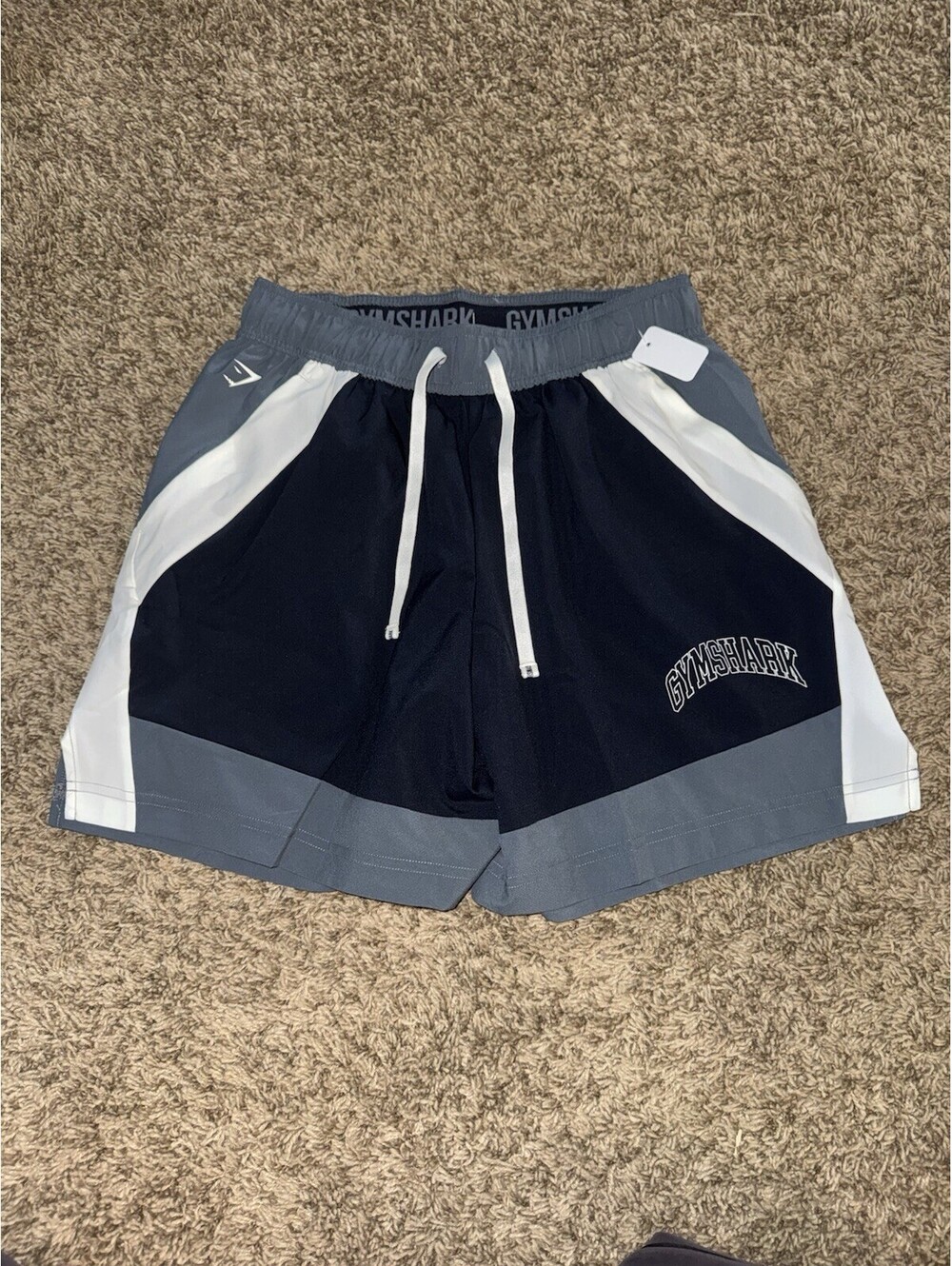 NEW Gymshark Collegiate Tech Shorts in iron blue. SMALL. NWOT